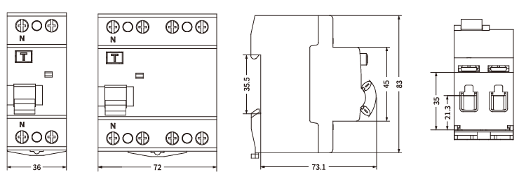 CAL6-100H-RCCB-Boyut